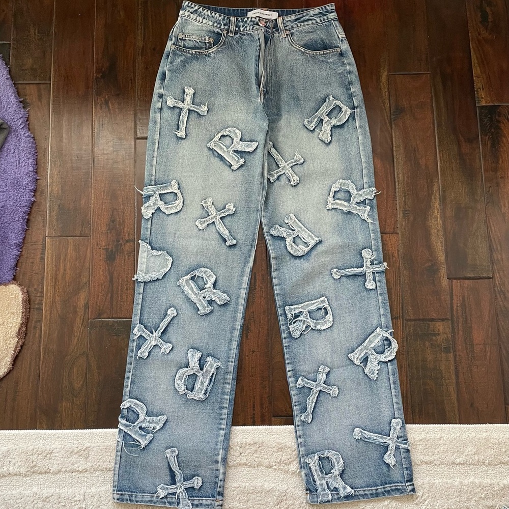 RACER WORLDWIDE Washed Ice Patch Jeans